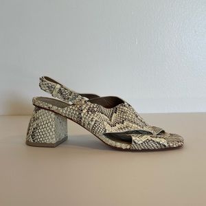 Mercedes Castillo Snakeskin Heeled Sandals - Size 7.5